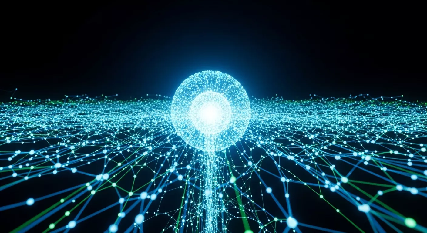 Abstract visualization of a secure and intelligent cloud computing network