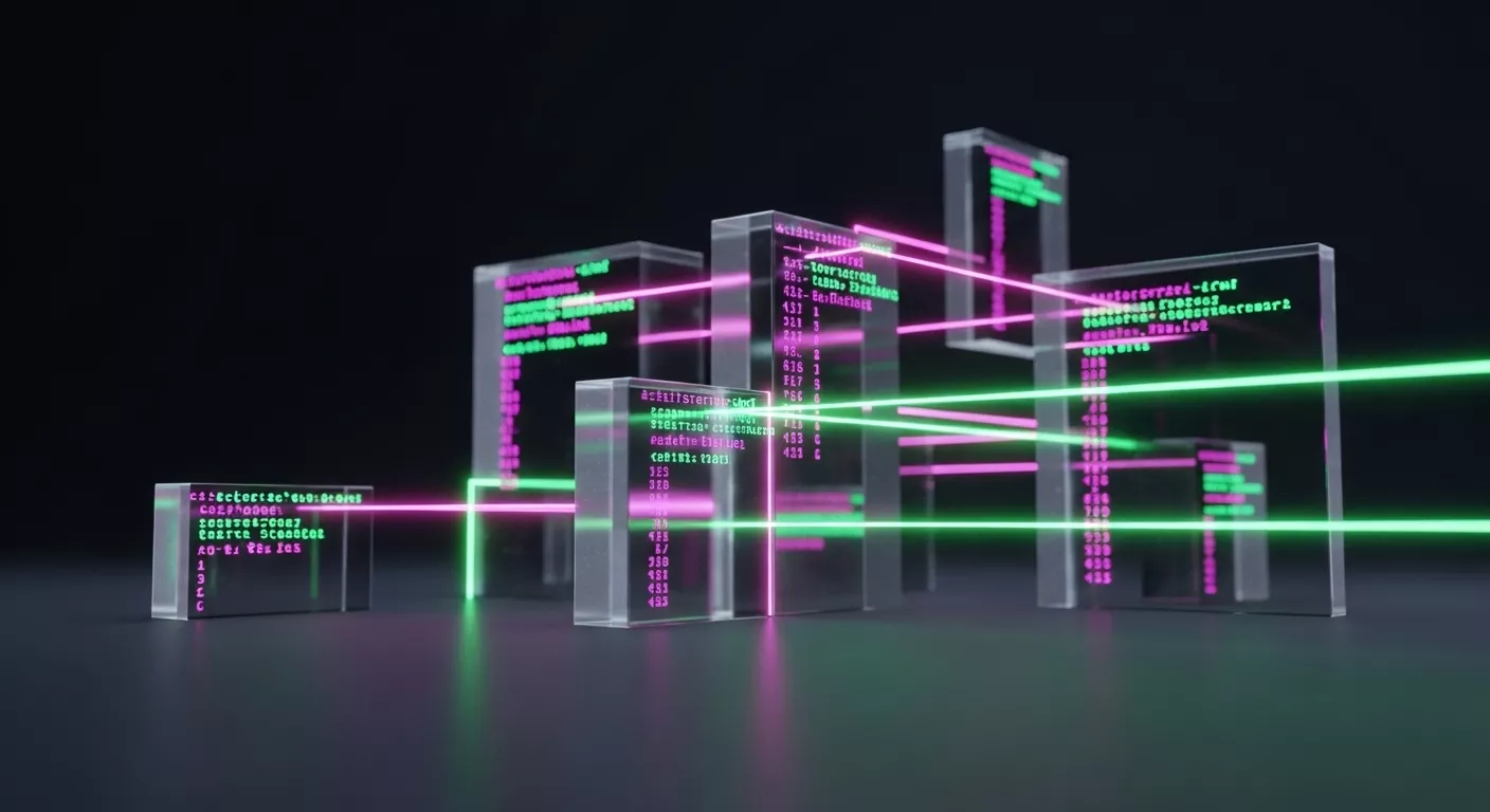 Abstract visualization of a software development and deployment pipeline