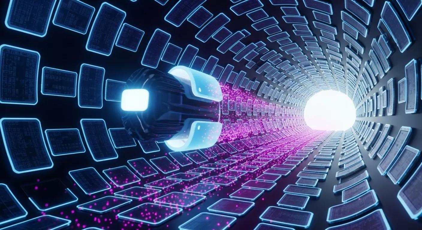 Abstract visualization of a seamless and secure eCommerce transaction