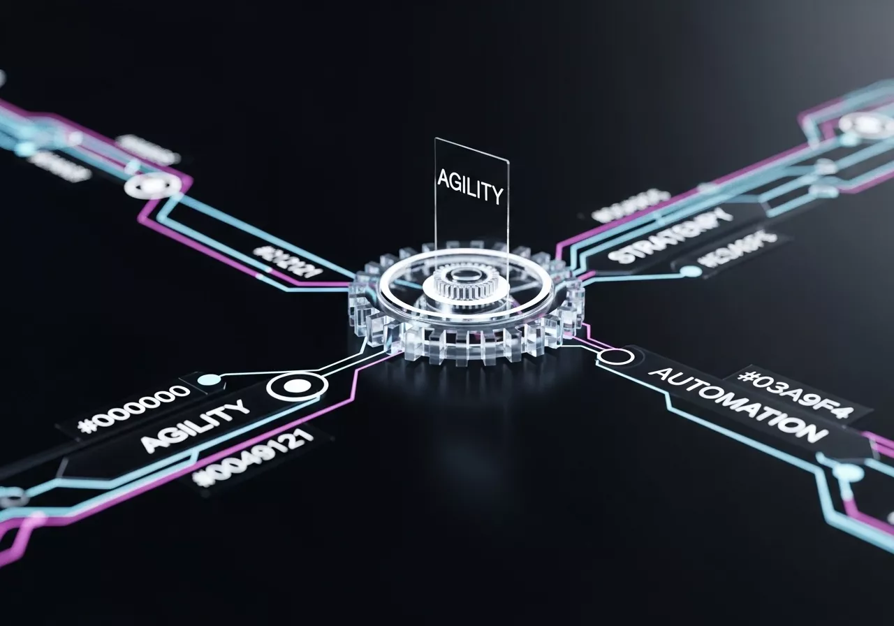 Abstract visualization of an efficient business management system